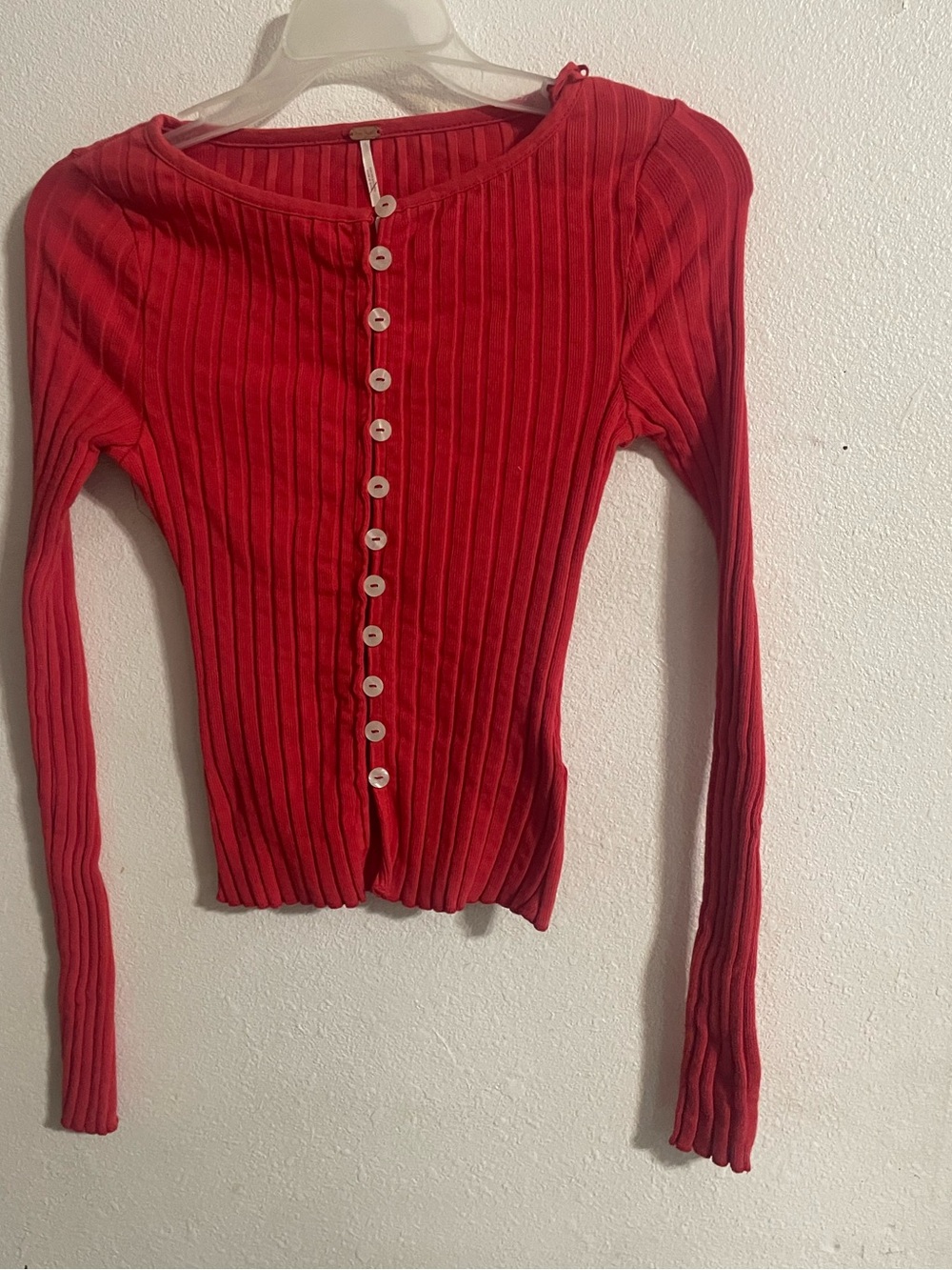 Free People Women's Red Tilly Long-sleeve Cardi - Picture 7 of 7